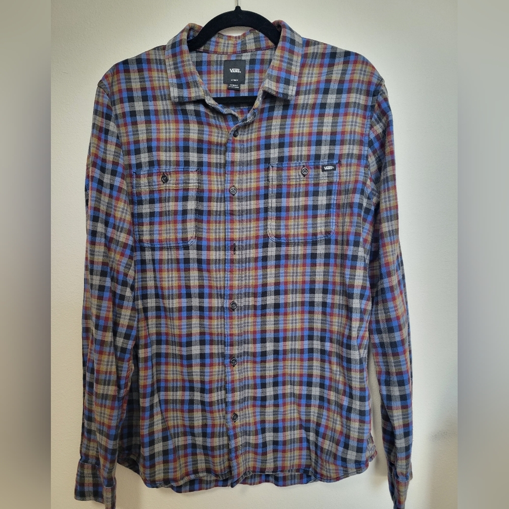 Vans Men's Medium Slimfit Flannel Shirt in Multicolor Plaid